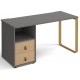 Cairo Straight Desk with Brass Leg and Integrated Drawers